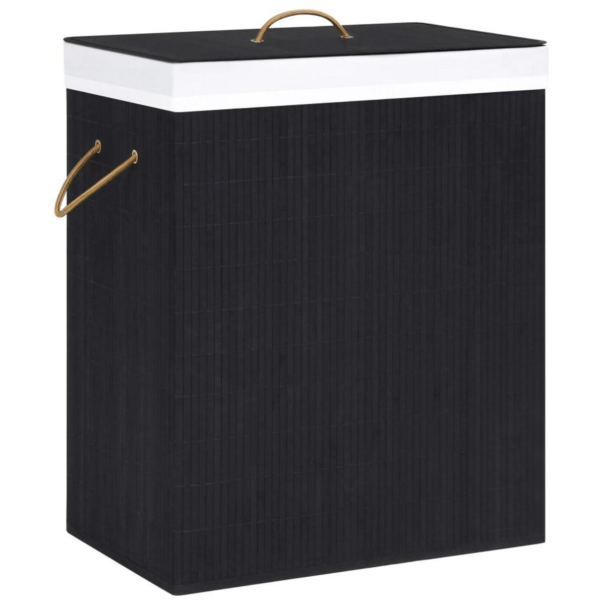 VIDAXL Panier a linge avec 2 sections bambou noir 100 L