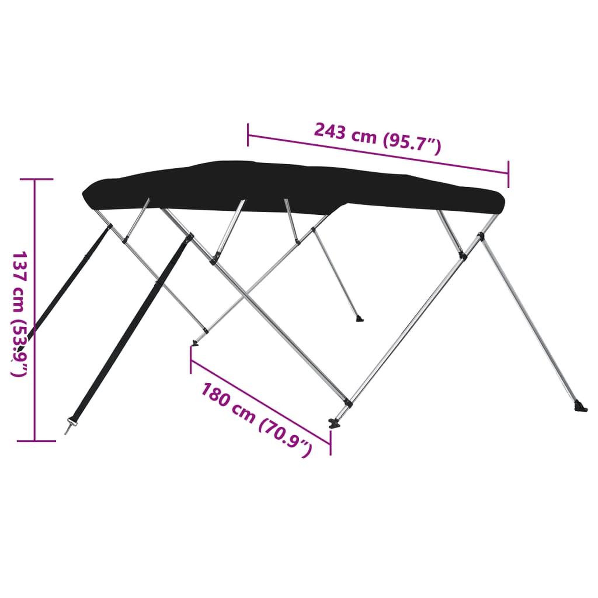Voir la diapositive 6 : VIDAXL Auvent bimini a 4 arceaux noir 243x180x137 cm