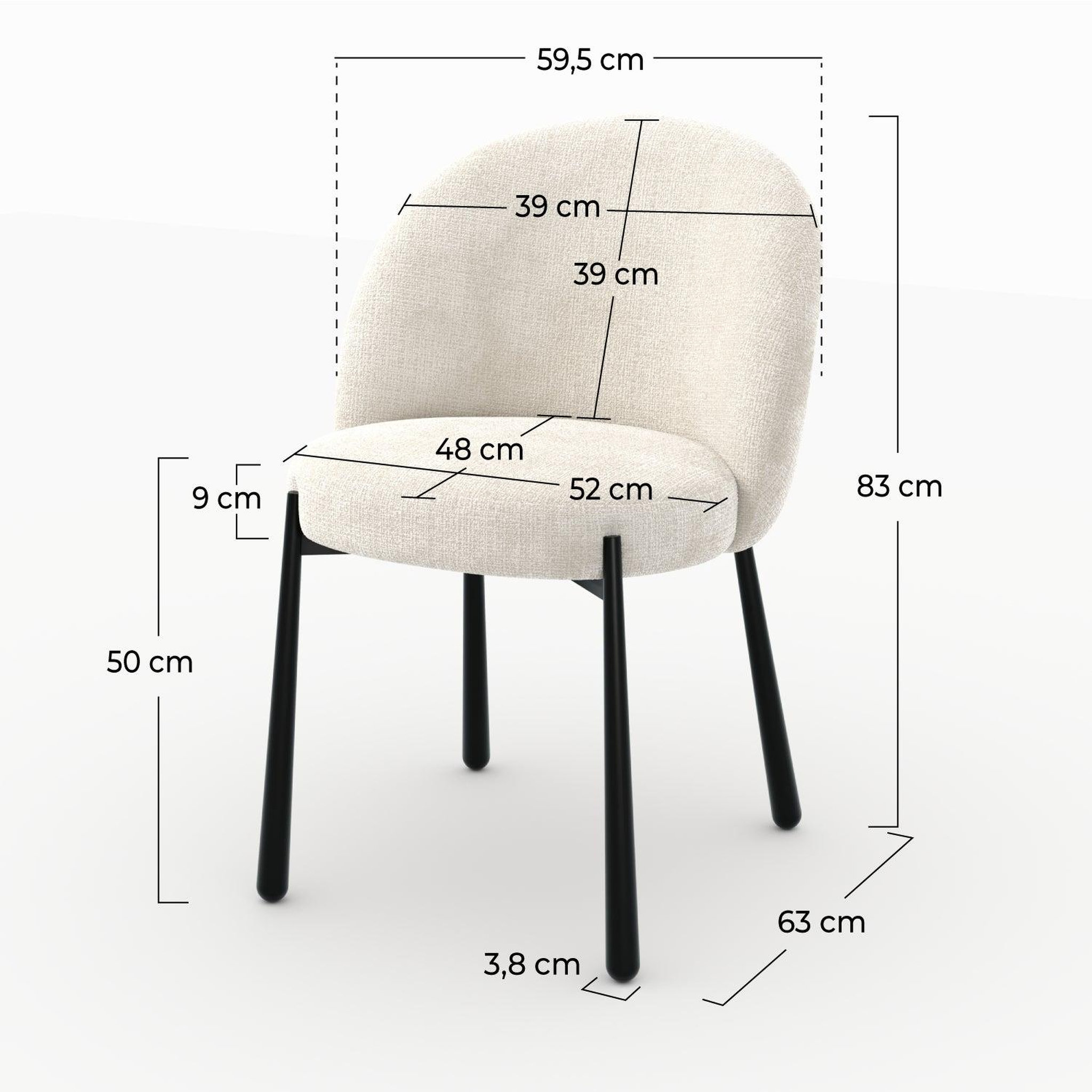 Voir la diapositive 4 : MAISON PAVANE Lot de 2 chaises en velours chenillé écru et métal noir-pulpy