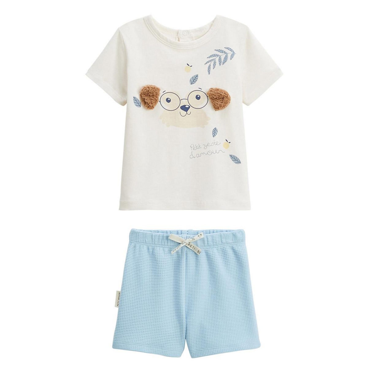 Petit Béguin Ensemble bébé t-shirt et short Zeste d'amour