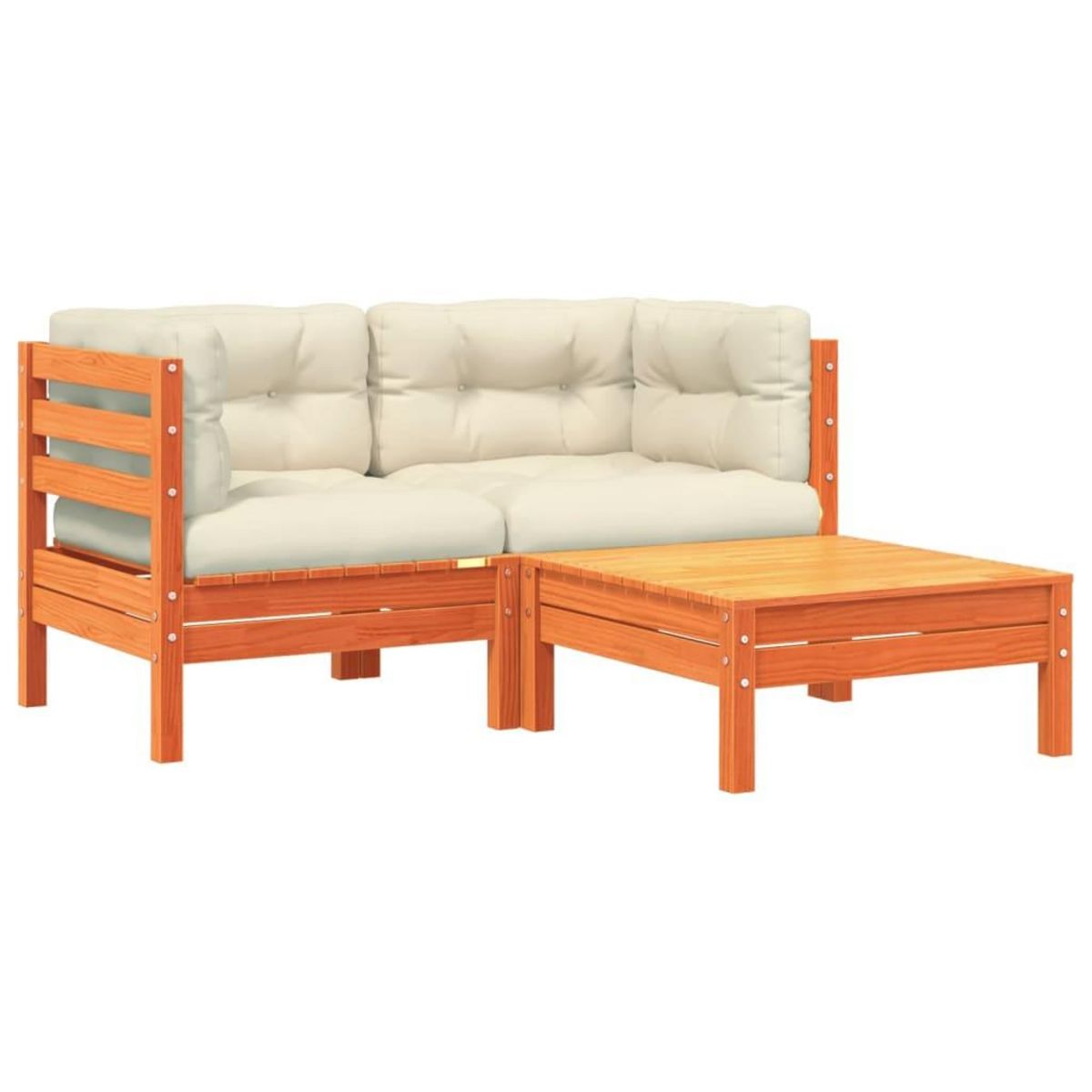 VIDAXL Canape de jardin avec coussins et repose-pied 2 places