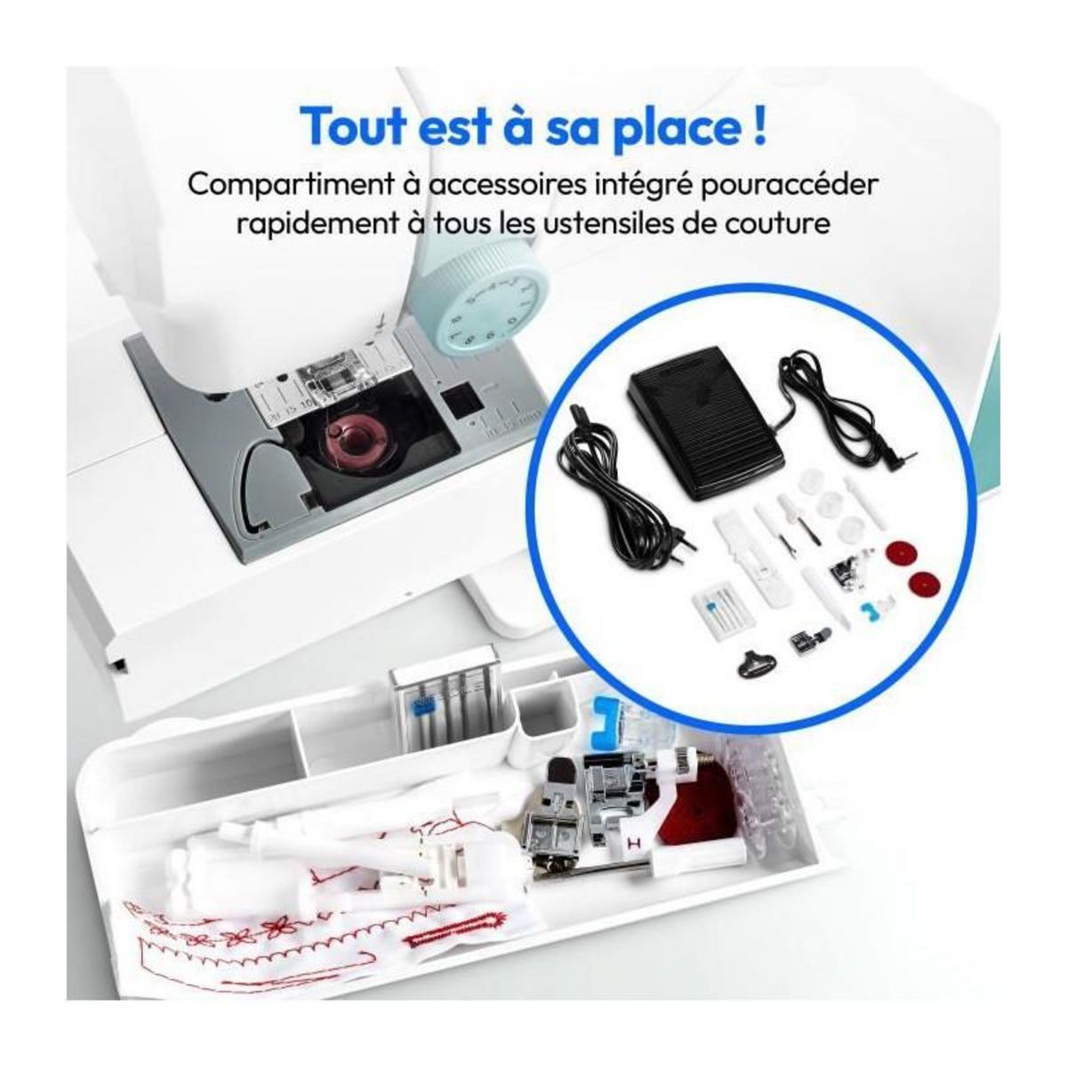 Medion Machine a Coudre Numérique - MEDION - SD 36 - 38W - 270 Points - 700 tr/min - LED - Turquoise