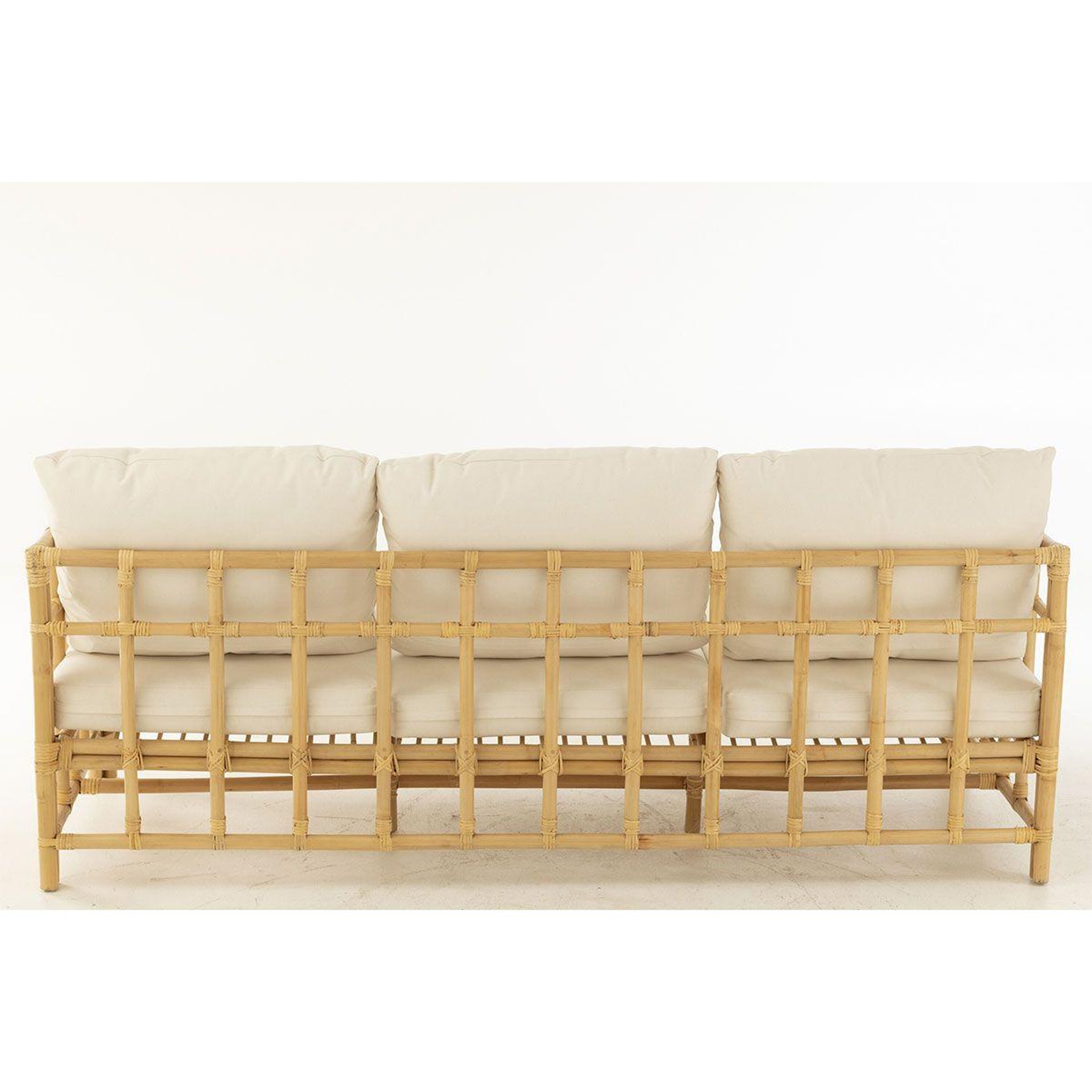 Voir la diapositive 5 : J-LINE Canapé 3 places rotin & coussin  elise  187cm naturel