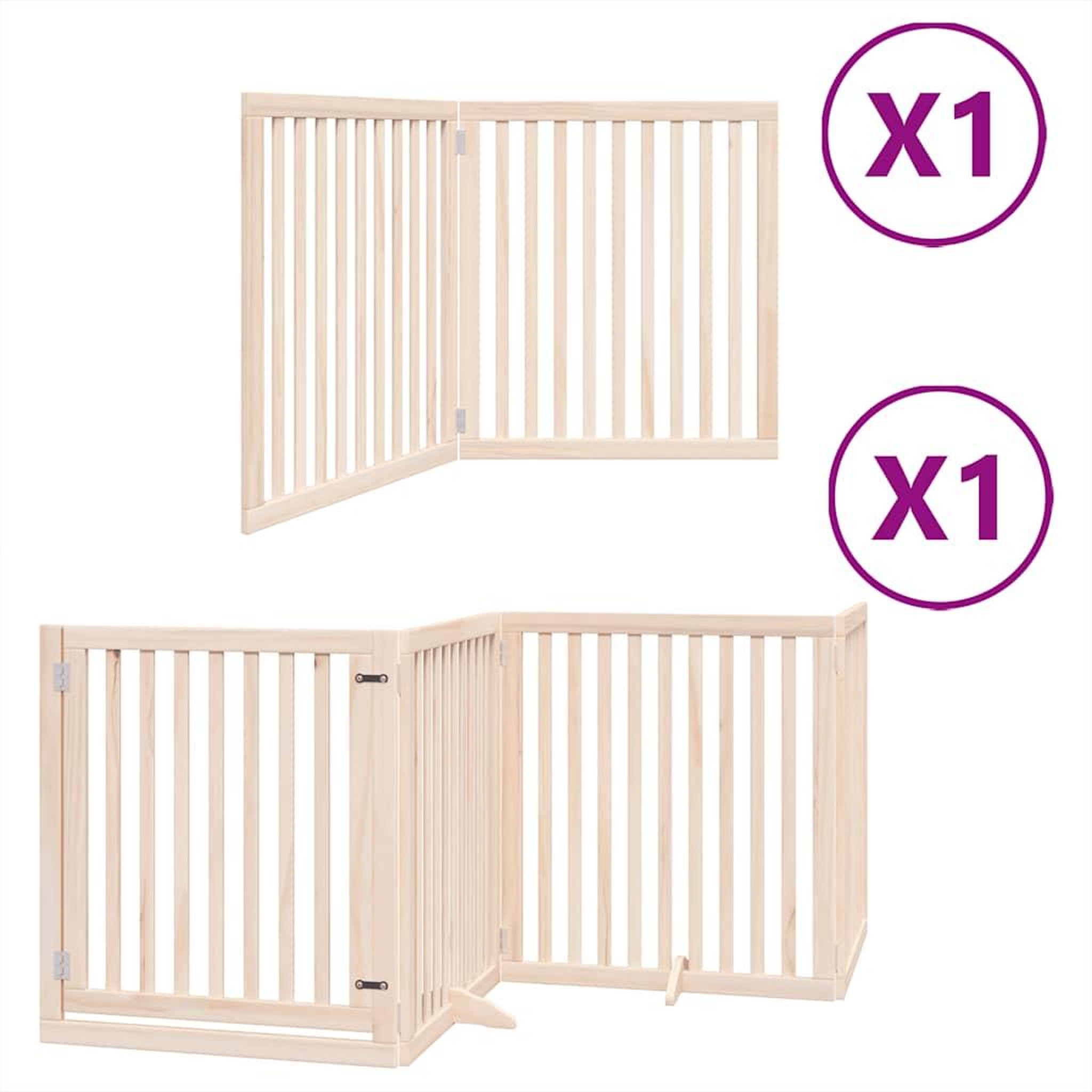 Voir la diapositive 2 : VIDAXL Barriere pour chien avec porte pliable 6 panneaux bois peuplier