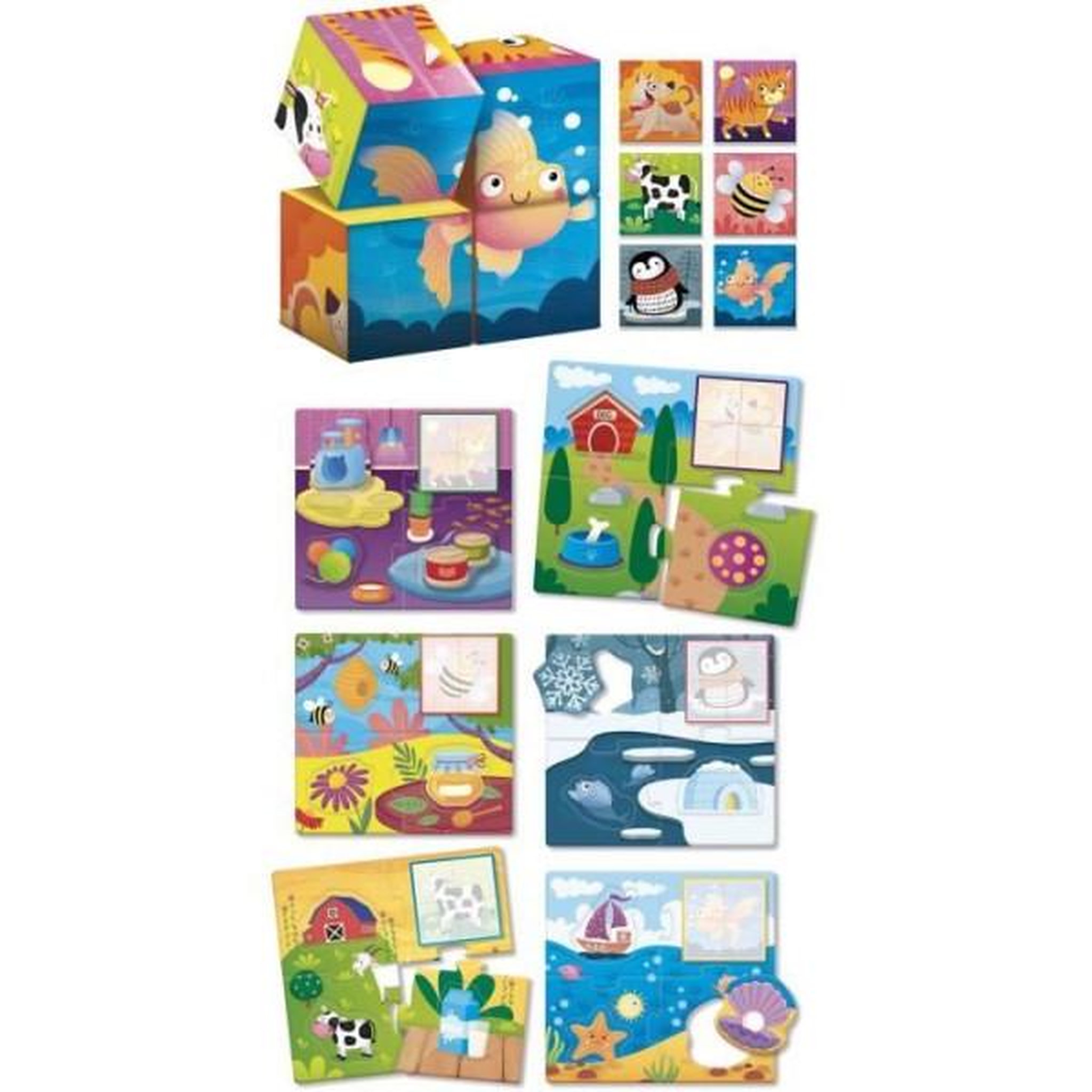 Voir la diapositive 2 : LISCIANI GIOCHI Jeu éducatif 2-en-1 - lisciani - montessori baby bois - cubes et logique - animaux et associations - des 2 ans