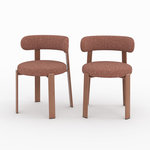 MAISON PAVANE Lot de 2 chaises en tissu texturé brun canelle, pieds en métal-Aura