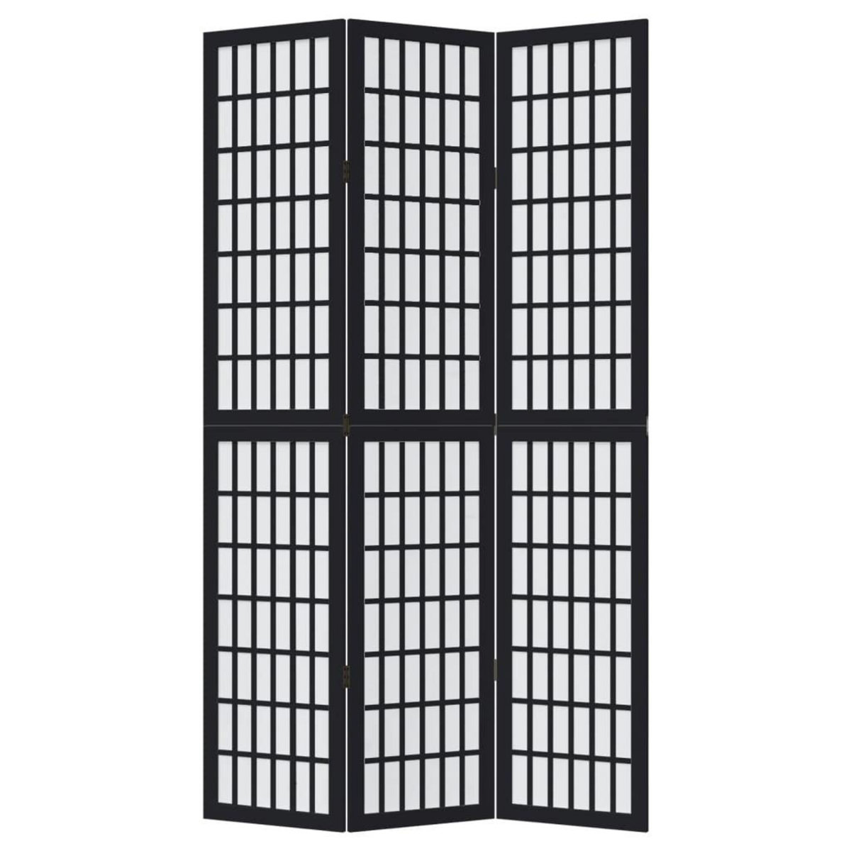 VIDAXL Cloison de separation 3 panneaux noir bois de paulownia massif