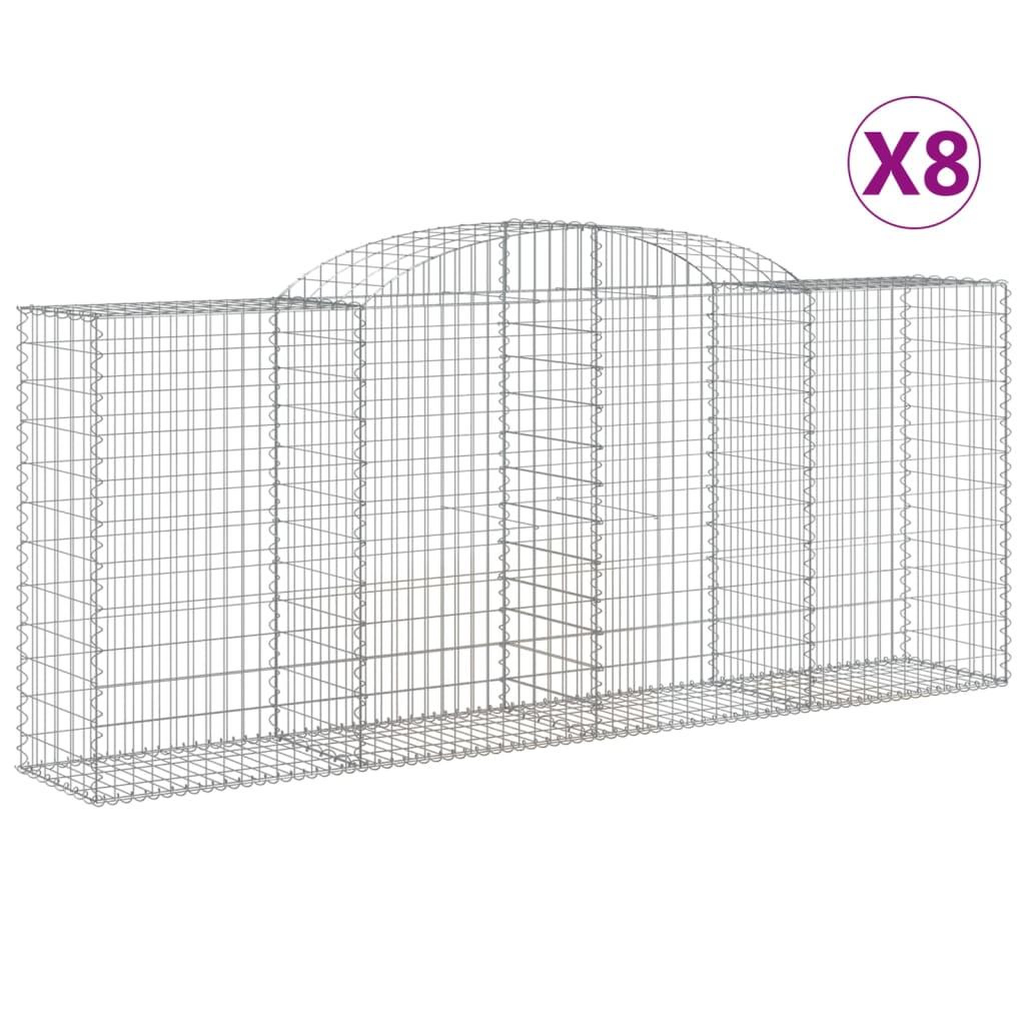 Voir la diapositive 2 : VIDAXL Paniers a gabions arques 8 pcs 300x50x120/140 cm fer galvanise