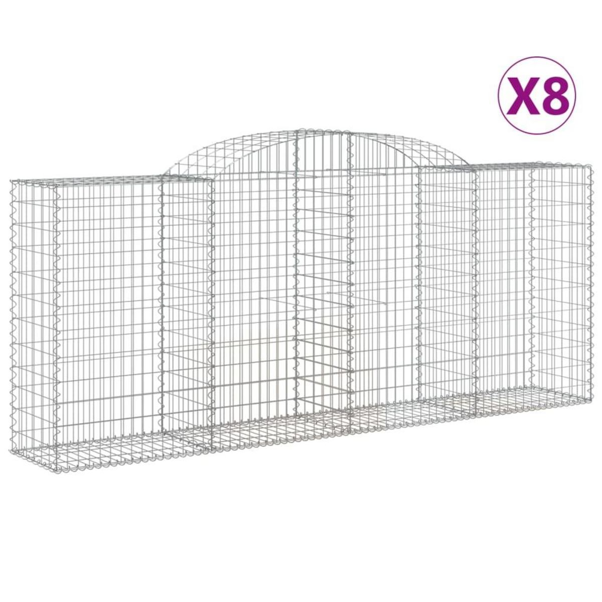 VIDAXL Paniers a gabions arques 8 pcs 300x50x120/140 cm fer galvanise