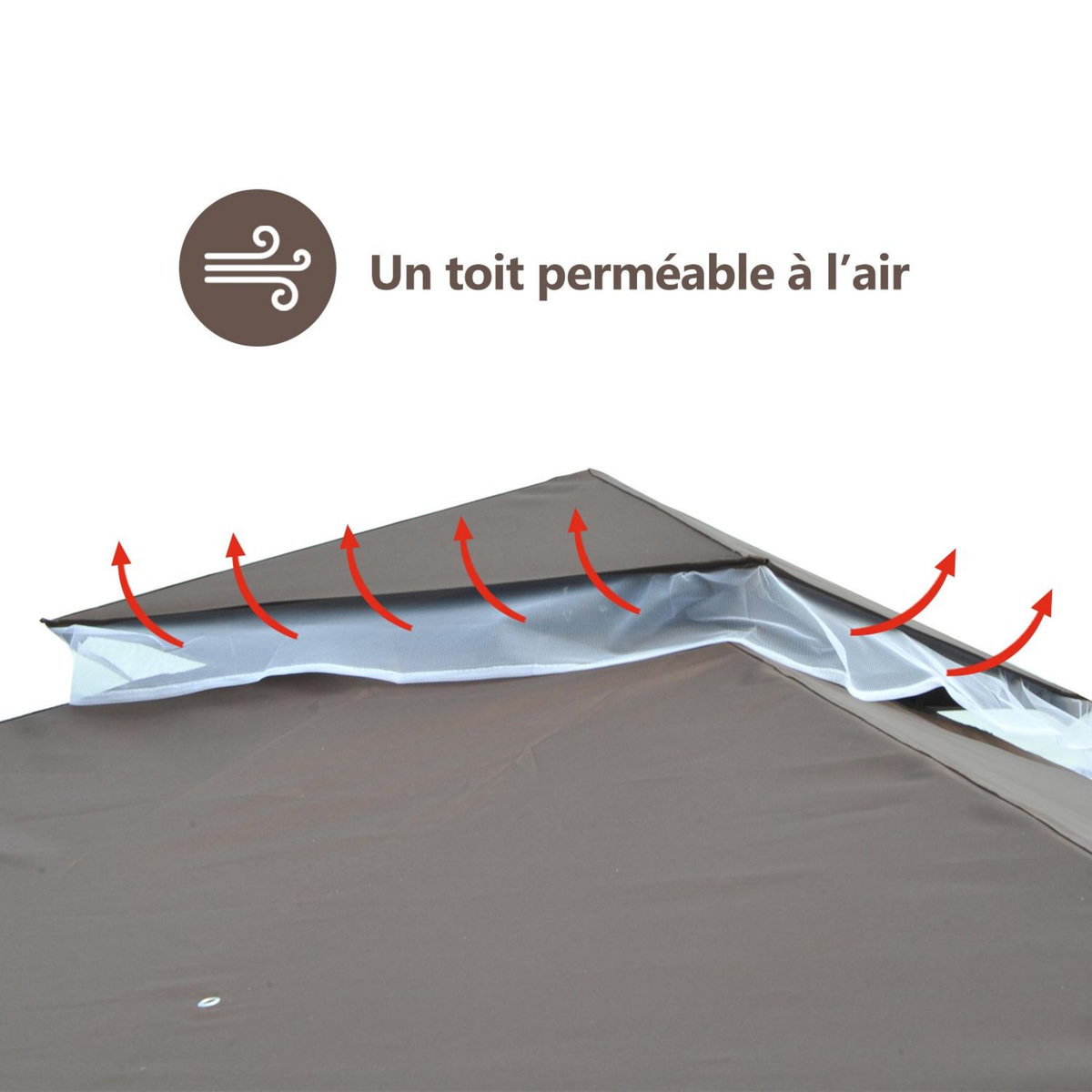 OUTSUNNY Tonnelle barnum style colonial double toit toile moustiquaires amovibles 3L x 3l x 2,7H m métal époxy polyester chocolat et blanc