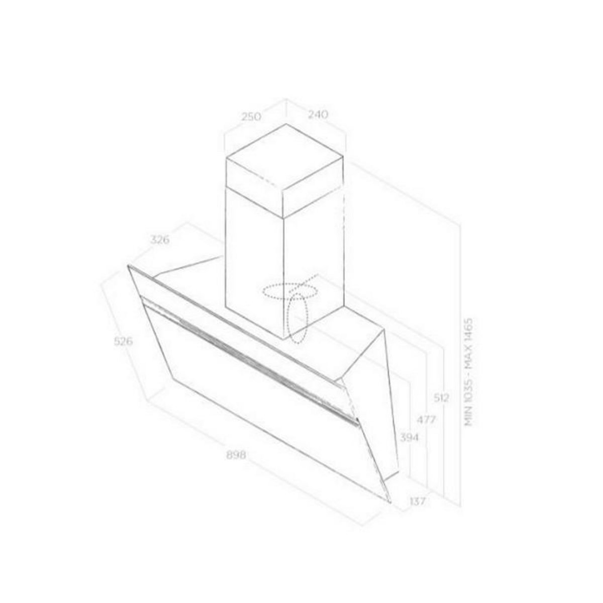 ELICA Hotte décorative inclinée 90cm 603m3/h - prf0147738
