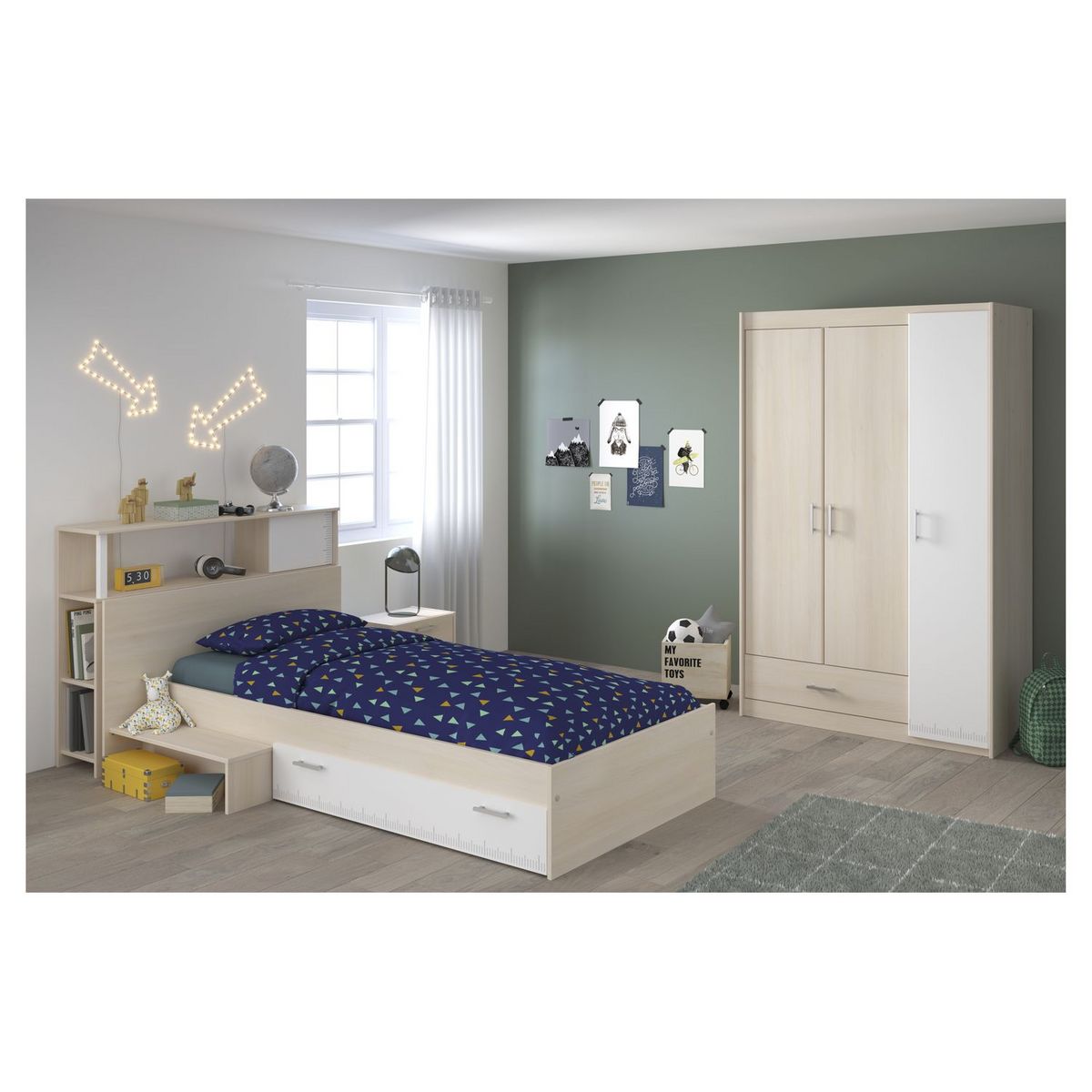 Armoire de chambre enfant 3 portes L112cm SACHA