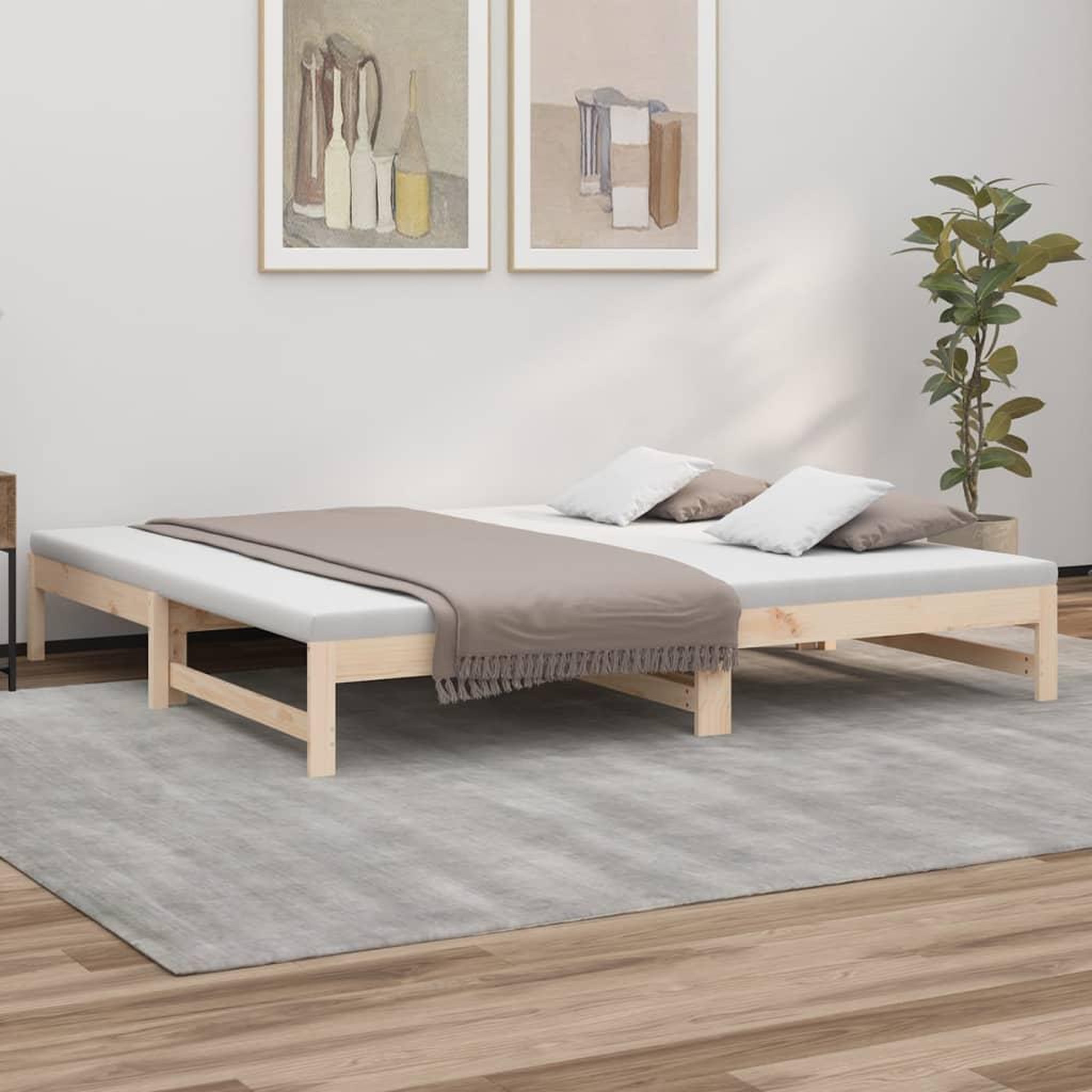 Voir la diapositive 1 : VIDAXL Lit coulissant sans matelas 2x(100x200) cm bois de pin massif