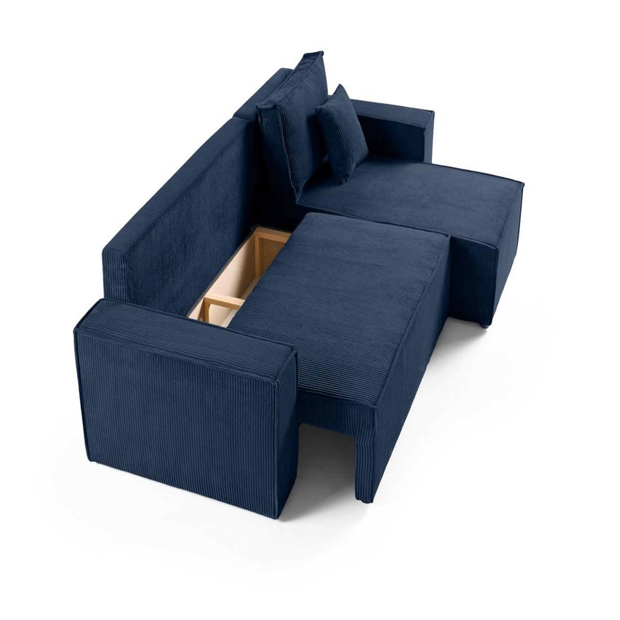Voir la diapositive 2 : BEST MOBILIER Cezanne - canapé d'angle réversible - 4 places - convertible avec coffre - en velours côtelé