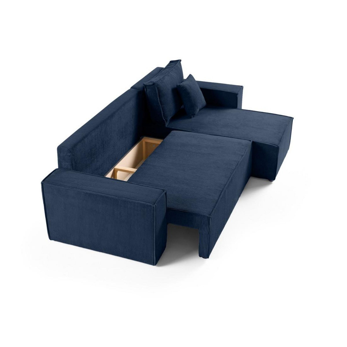 BEST MOBILIER Cezanne - canapé d'angle réversible - 4 places - convertible avec coffre - en velours côtelé