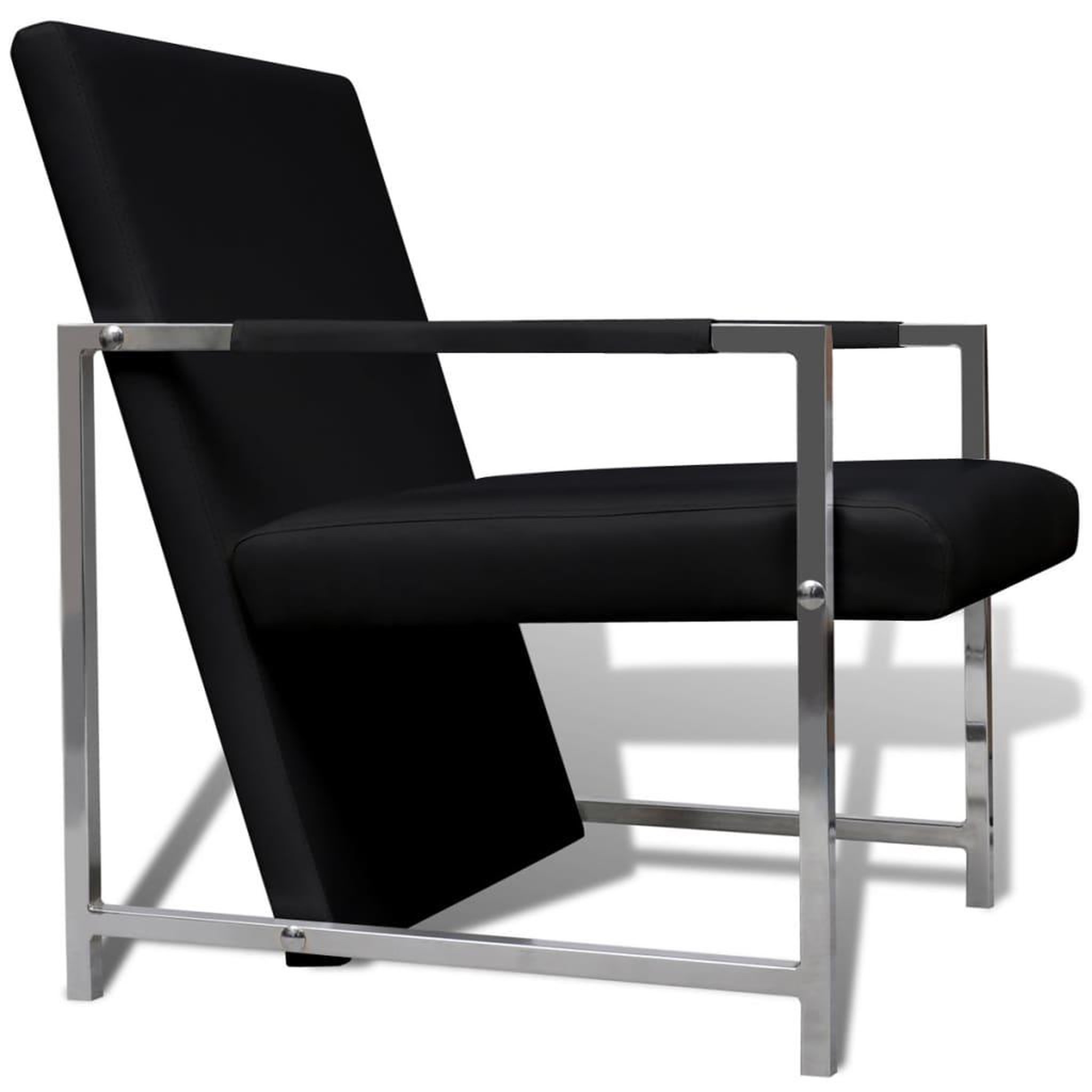 Voir la diapositive 3 : VIDAXL Fauteuil avec pieds chromes Noir Similicuir