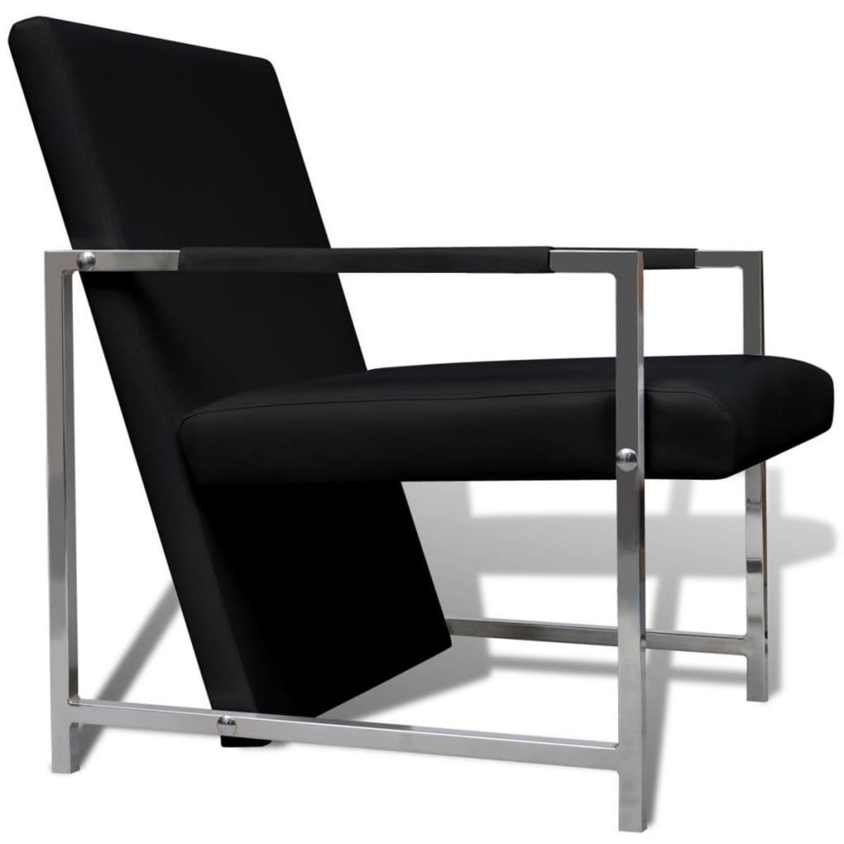 VIDAXL Fauteuil avec pieds chromes Noir Similicuir