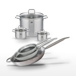 ELO Lot de 3 Poêles 32/28/24 cm et 3 Faitouts 14/16/26 cm Elo Relief Solution