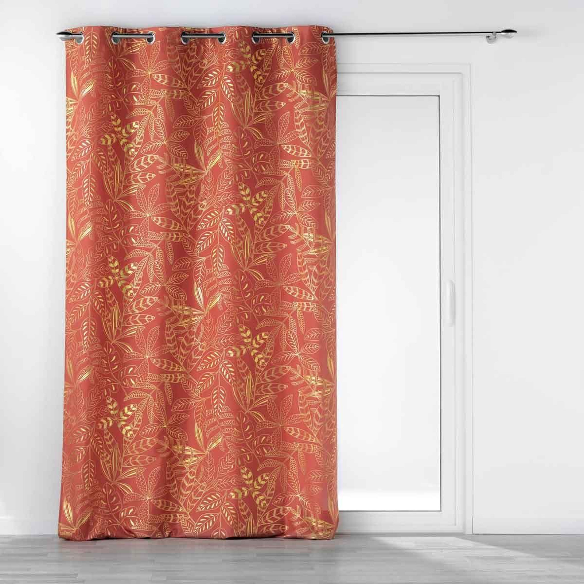Douceur d'Intérieur Rideau à œillets imprimé  belflor  140x260cm terracotta