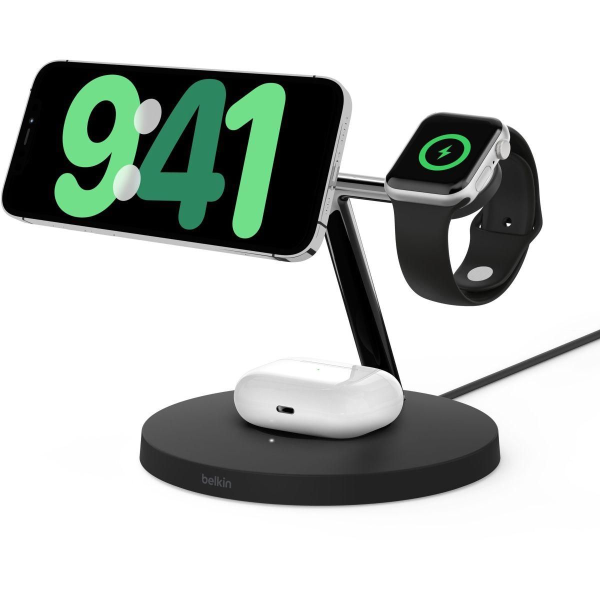 Belkin Chargeur induction Qi2 noir 3 en 1
