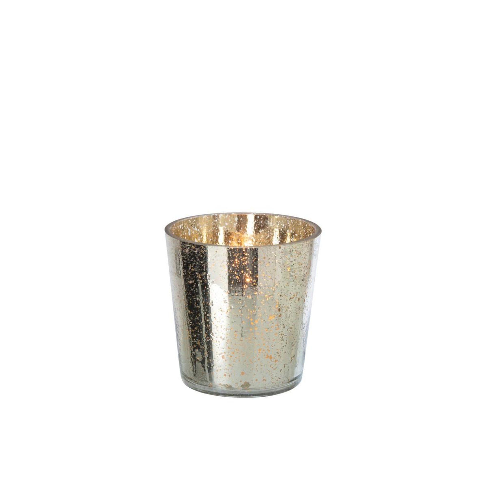 Voir la diapositive 2 : J-LINE Photophore design en verre  sparkle  16cm argenté