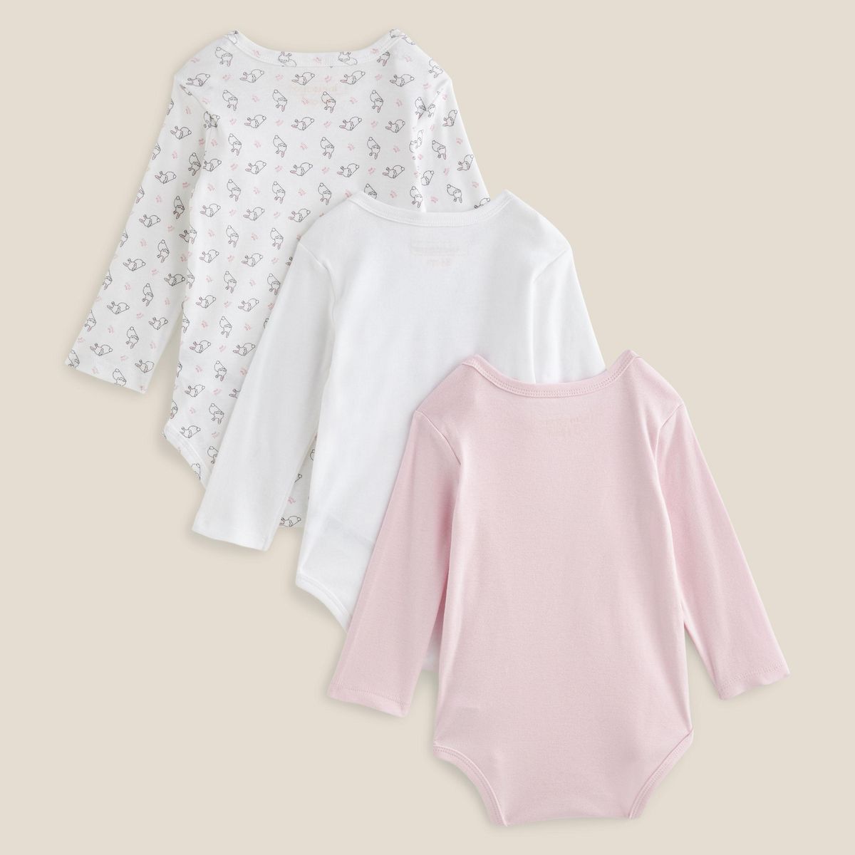 IN EXTENSO Lot de 3 bodies manches longues lapin bébé fille