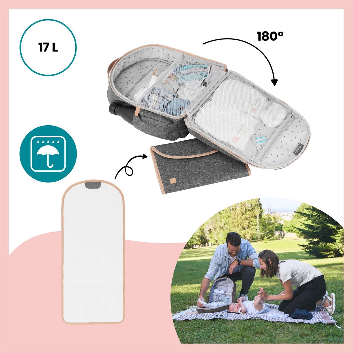 BABYMOOV Sac à dos à langer multi-poches Le Pyla