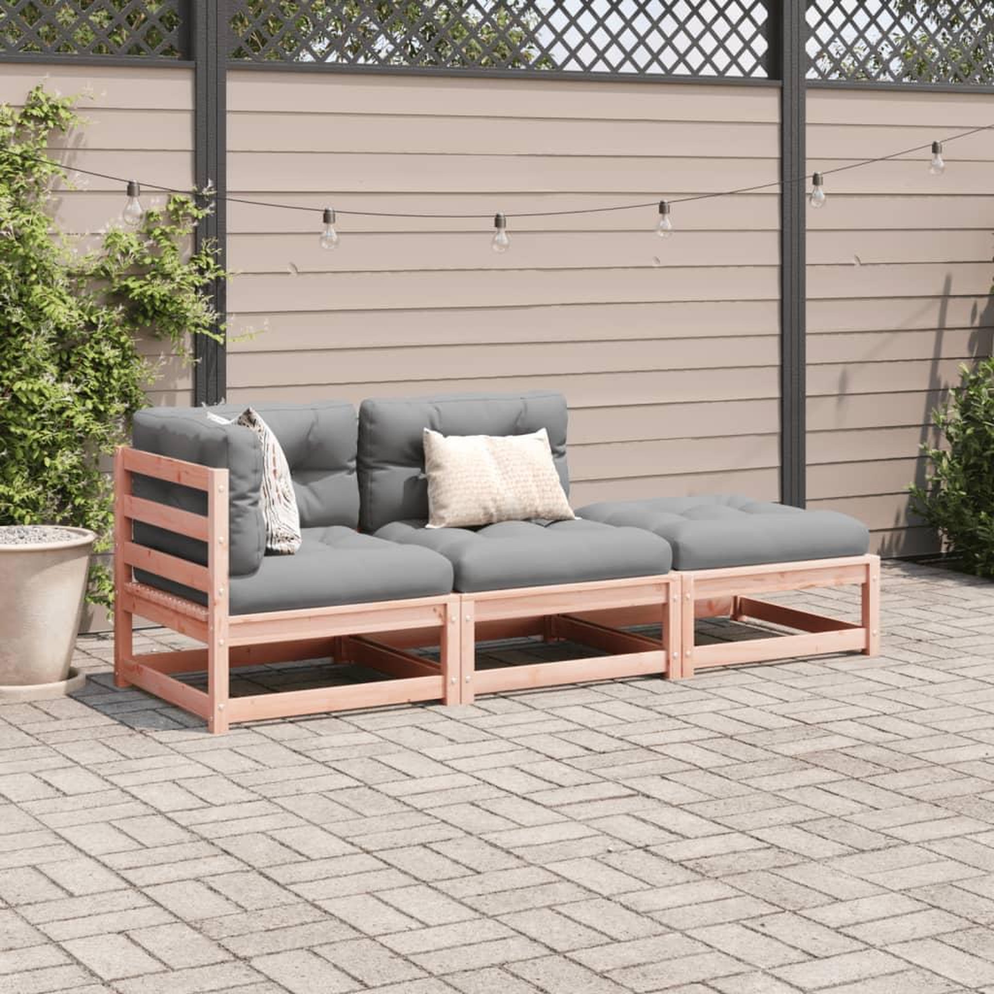 Voir la diapositive 3 : VIDAXL Salon de jardin 3 pcs et coussins bois massif sapin de douglas