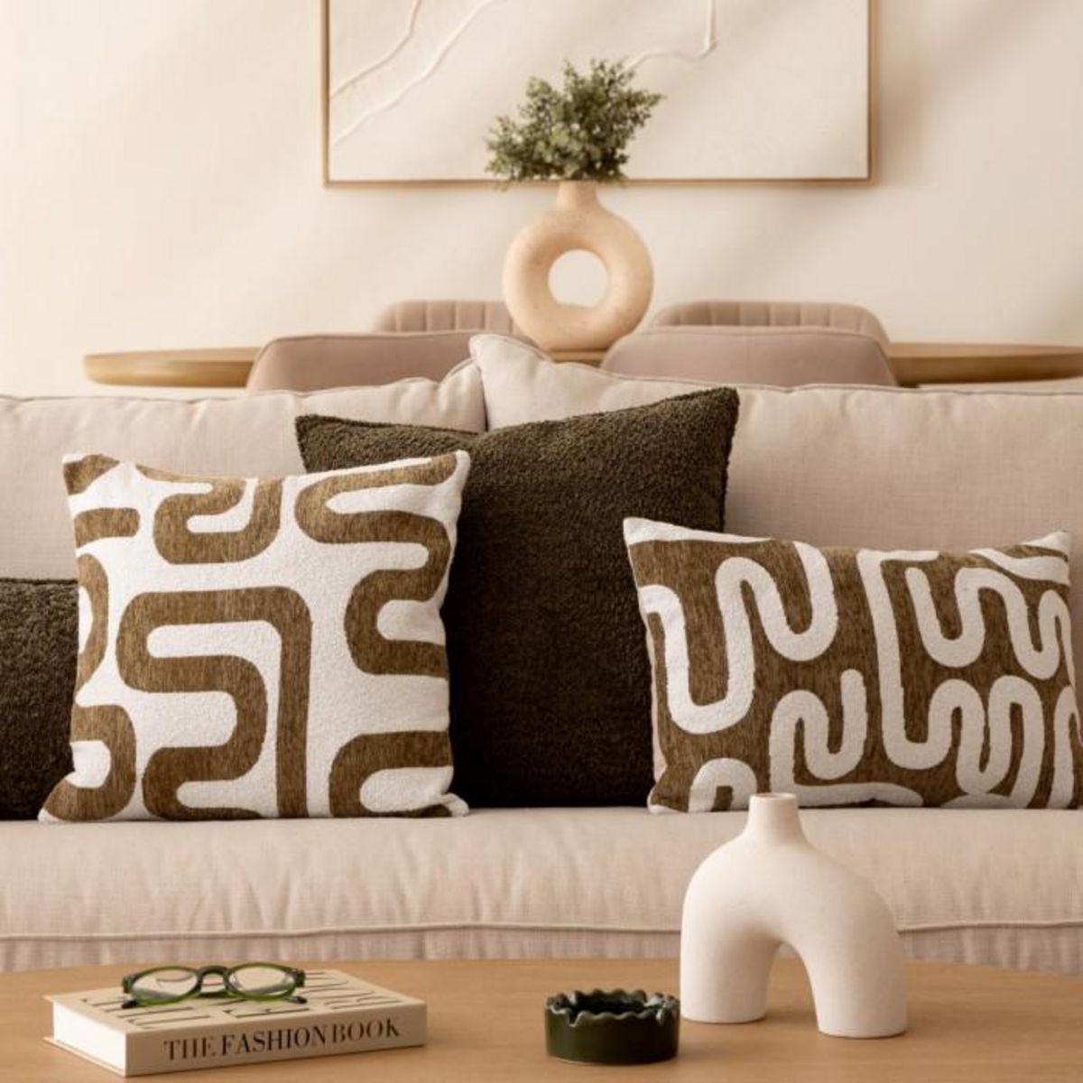 ATMOSPHERA Housse de Coussin Chenille  Jeni  30x50cm Kaki