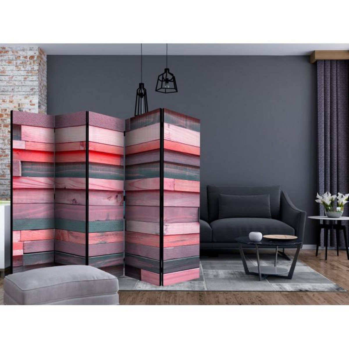 Paris Prix Paravent 5 Volets  Pink Manor  172x225cm