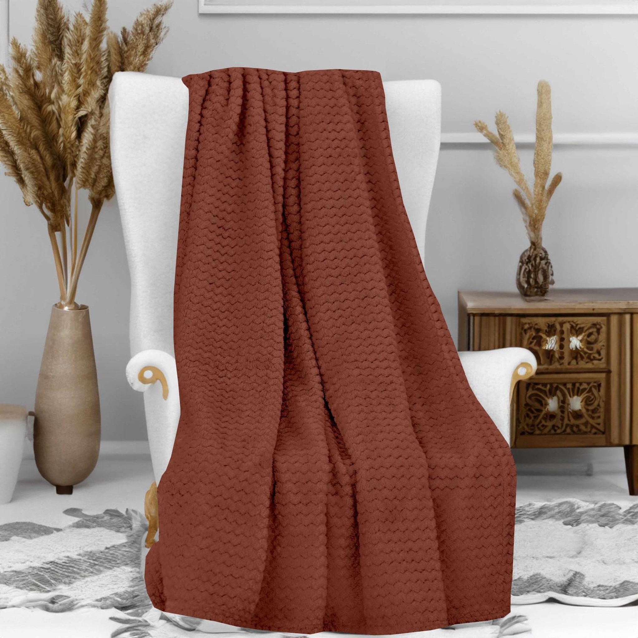 Voir la diapositive 2 : SOLEIL D'OCRE Couverture, plaid microfibre cocooning, par soleil d'ocre