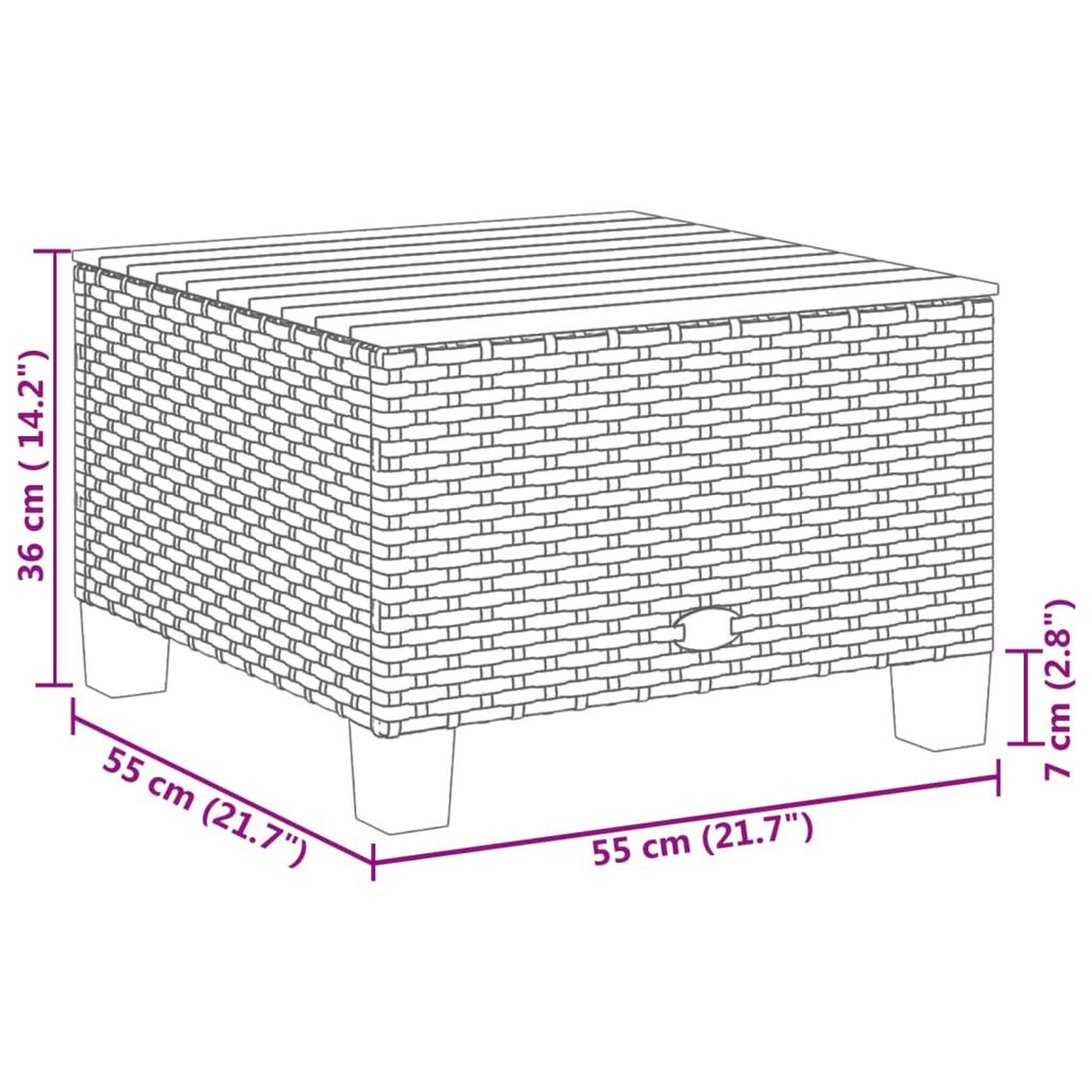 Voir la diapositive 6 : VIDAXL Table de jardin noir 55x55x36 cm resine tressee et bois acacia