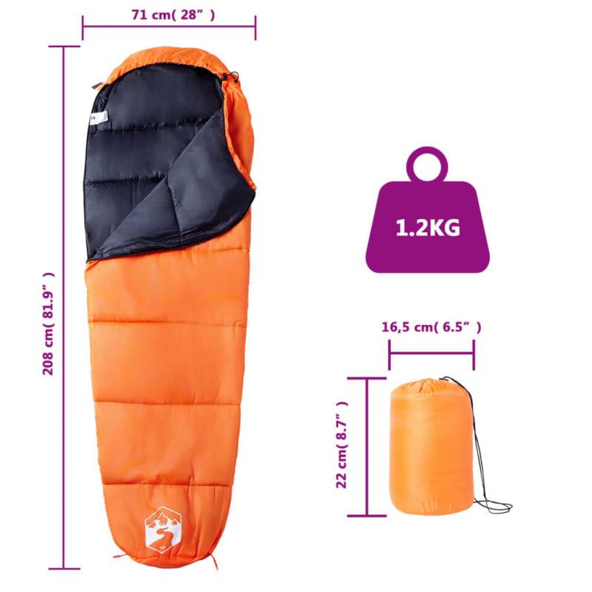 Voir la diapositive 5 : VIDAXL Sac de couchage momie pour adultes camping 3 saisons