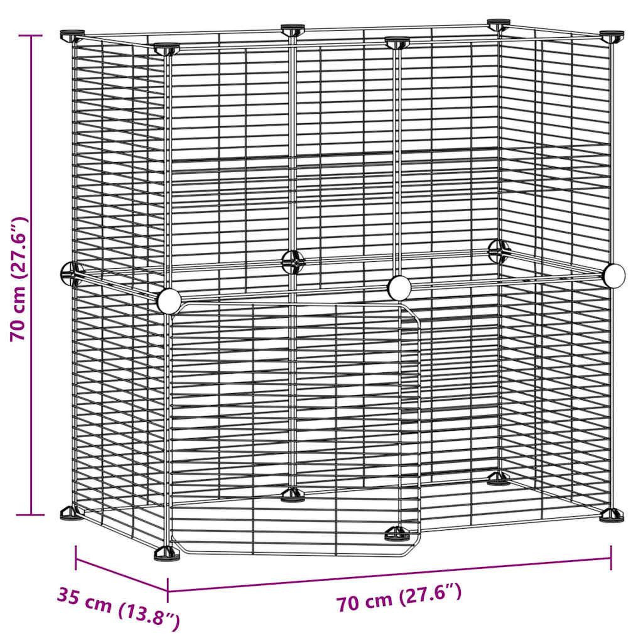 Voir la diapositive 5 : VIDAXL Cage animaux de compagnie a 12 panneaux et porte Noir 35x35 cm