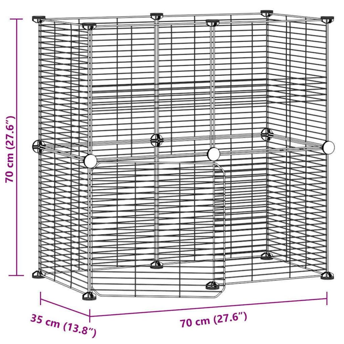 VIDAXL Cage animaux de compagnie a 12 panneaux et porte Noir 35x35 cm