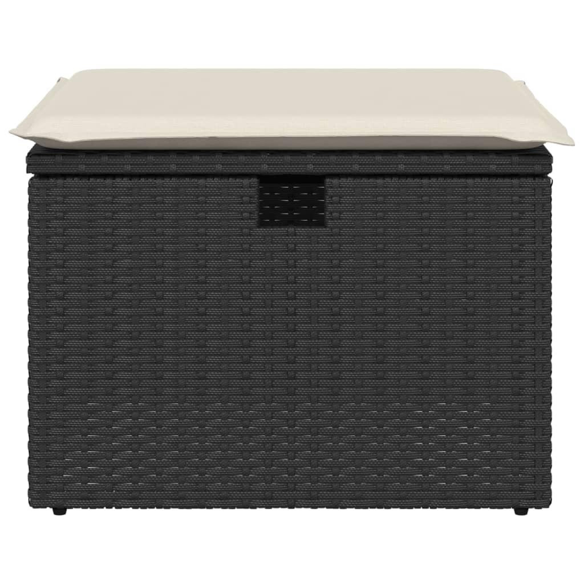 Voir la diapositive 4 : VIDAXL Tabouret de jardin avec coussin noir 55x55x37 cm resine tressee
