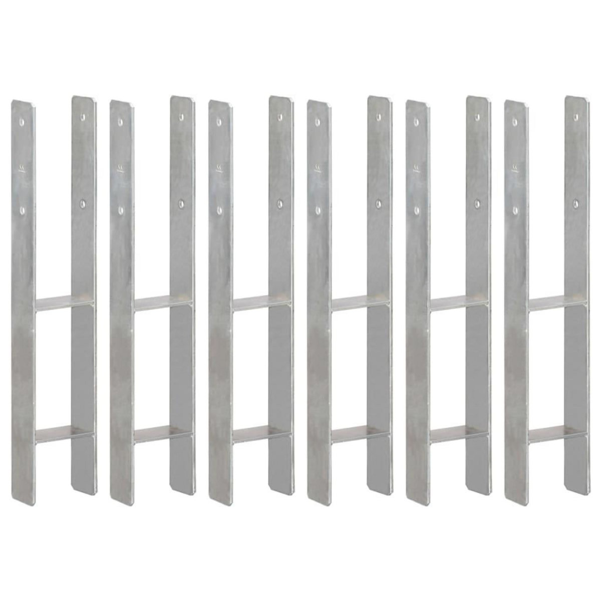 VIDAXL Piquets de cloture 6 pcs Argente 10x6x60 cm Acier galvanise