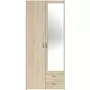 PARISOT Armoire VARIA - Décor chene - 2 portes battantes + miroir + 2 tiroirs - L 81 x H 185 x P 51 cm - PARISOT