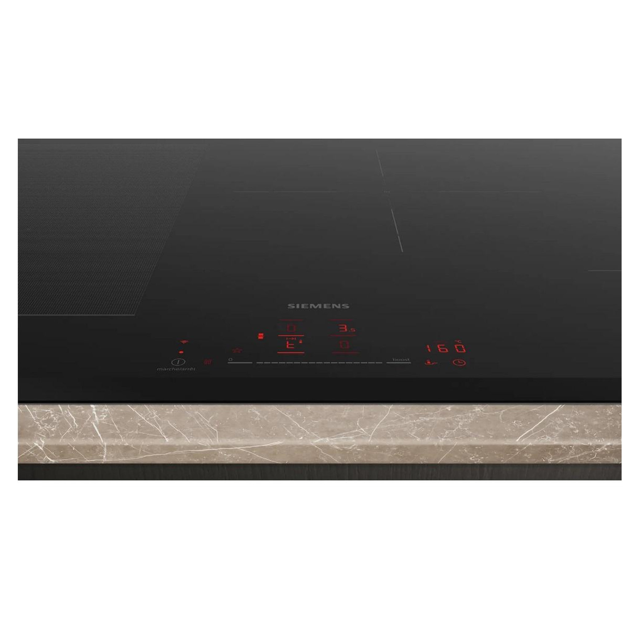 Voir la diapositive 2 : Siemens Table de cuisson induction 80cm 4 feux 7400w noir - EX83RHEC1F