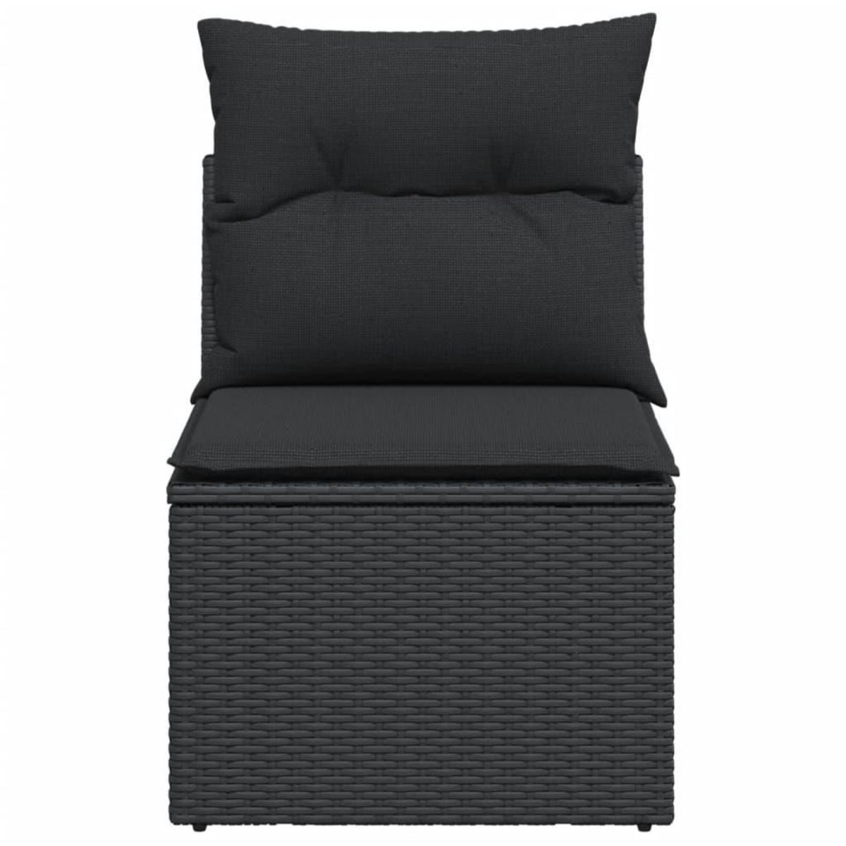 VIDAXL Canape de jardin sans accoudoirs coussins noir resine tressee