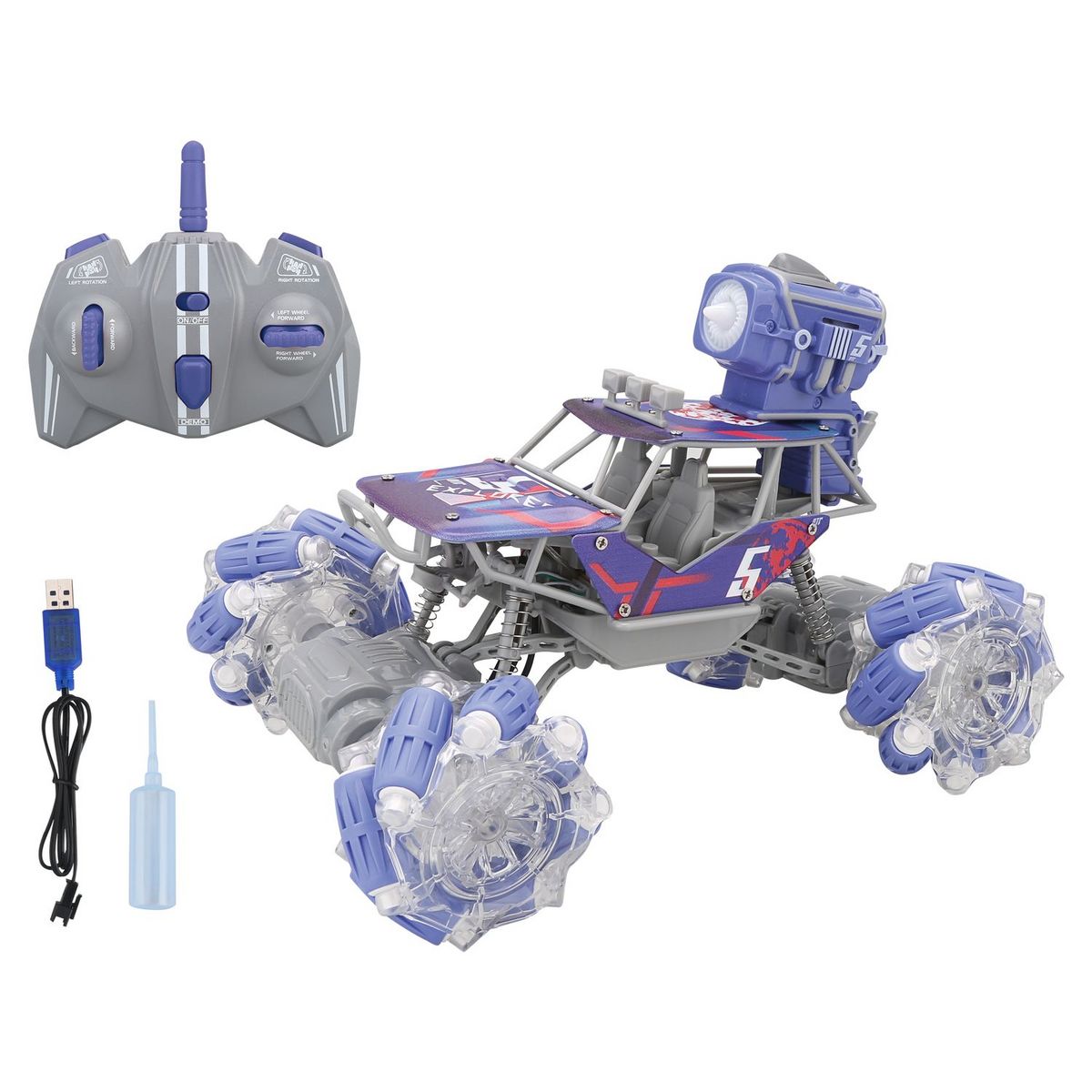 One Two Fun Buggy 5 Explorer au 1/20ème radiocommandé avec lumière et fumée - Bleu