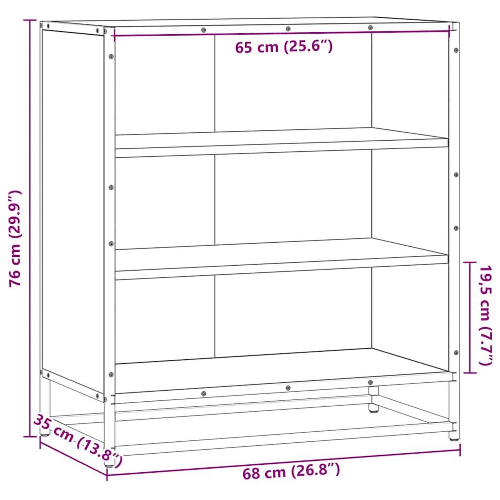 Voir la diapositive 6 : VIDAXL Buffet chene marron 68x35x76 cm bois d'ingenierie et metal