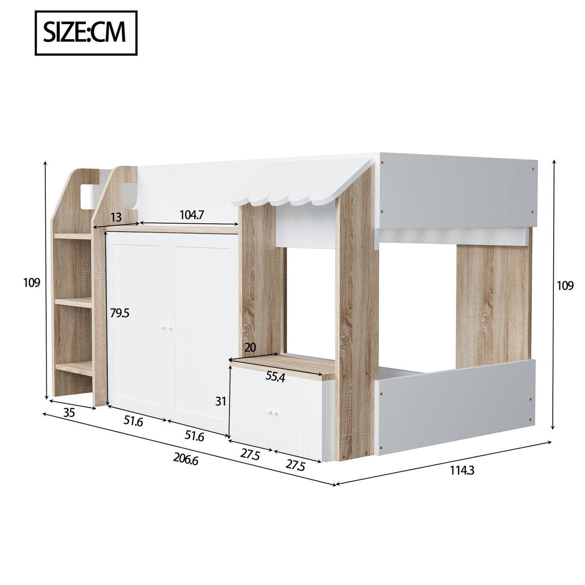 MERAX Lit mezzanine enfant