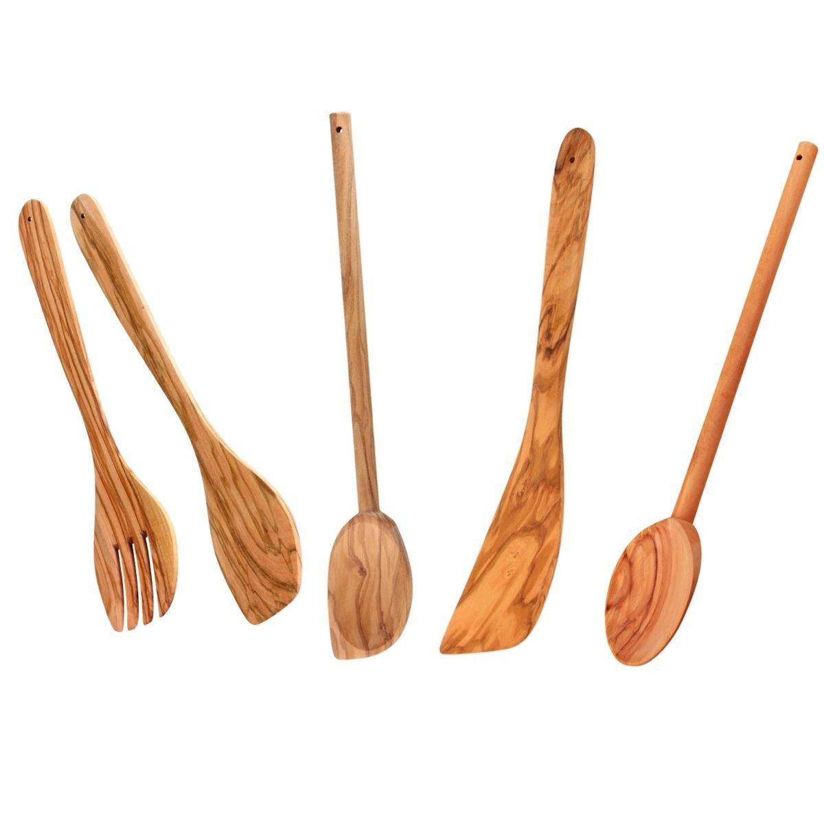 Fackelmann Ensemble de couverts à salade, cuillères et spatule Fackelmann Édition Bois d'olivier