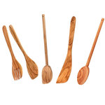 Fackelmann Ensemble de couverts à salade, cuillères et spatule Fackelmann Édition Bois d'olivier