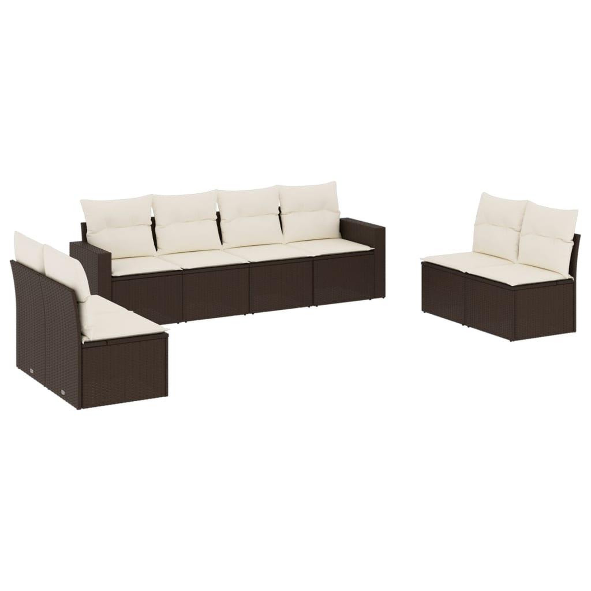 Voir la diapositive 2 : VIDAXL Salon de jardin 8 pcs avec coussins marron resine tressee