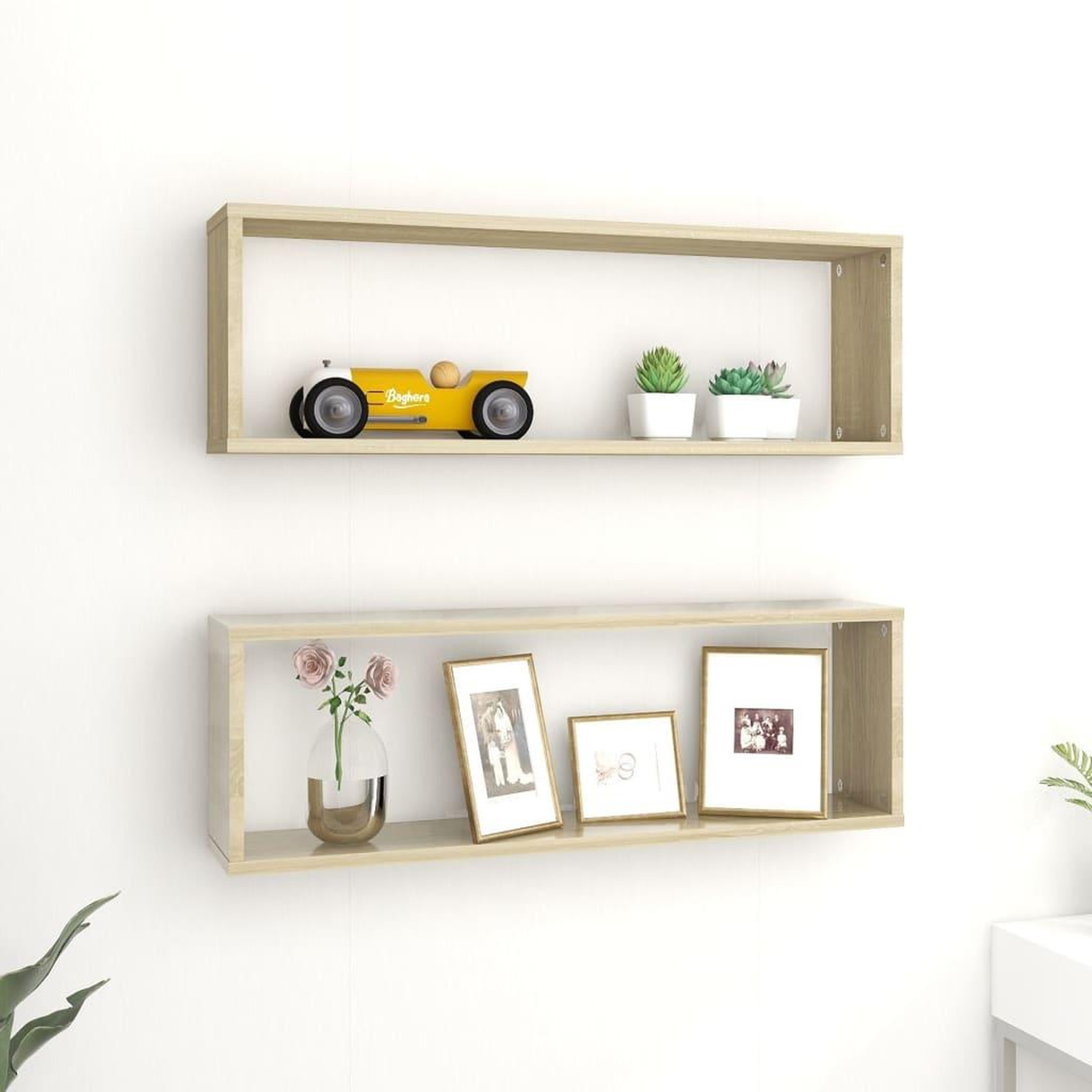 Voir la diapositive 1 : VIDAXL Etageres cube murales 2 pcs chene sonoma bois d'ingenierie