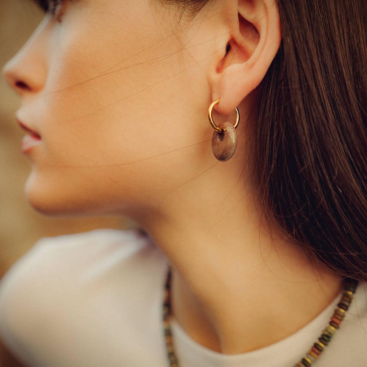 SLOYA Boucles d'oreilles Blima en pierres Agate Indienne