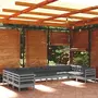 VIDAXL Salon de jardin 10 pcs avec coussins Gris Bois de pin