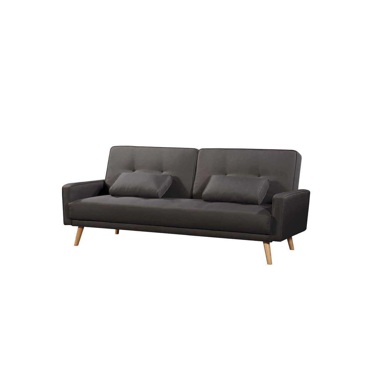 Canapé 3 places scandinave convertible NOVA, assise tissu pieds en bois